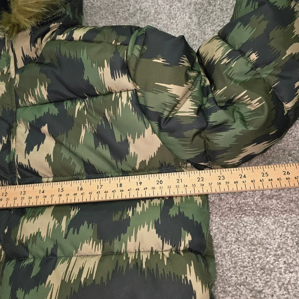 NEW Childrens Place Kids XXL 16 Camo Puffer Parka Faux Fur Hood Water Resistant